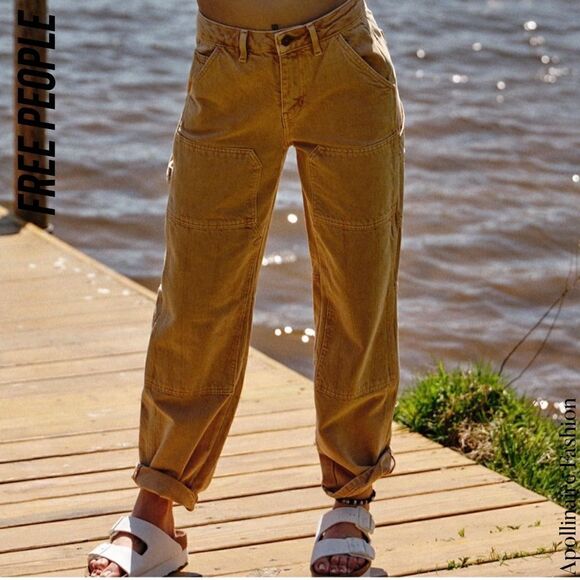 WE THE FREE DOVER HIGH RISE CARPENTER JEANS IN KHAKI NWT SIZE 30 - Picture 1 of 5